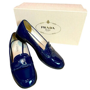 Prada Glossy Navy Loafers